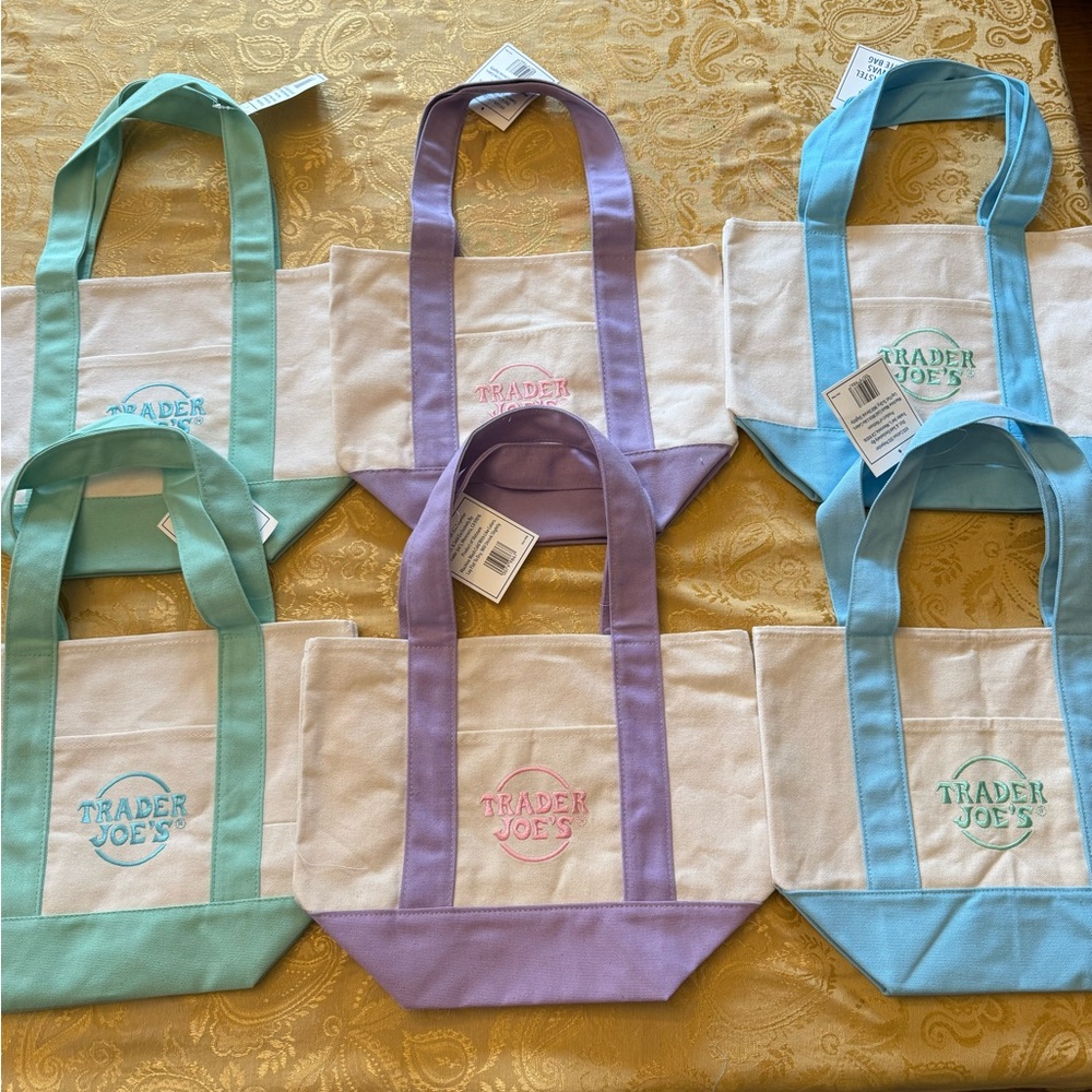 Trader Joe's Canvas Totes Pastel Spring 2025 edition NWT (cross listed as well)